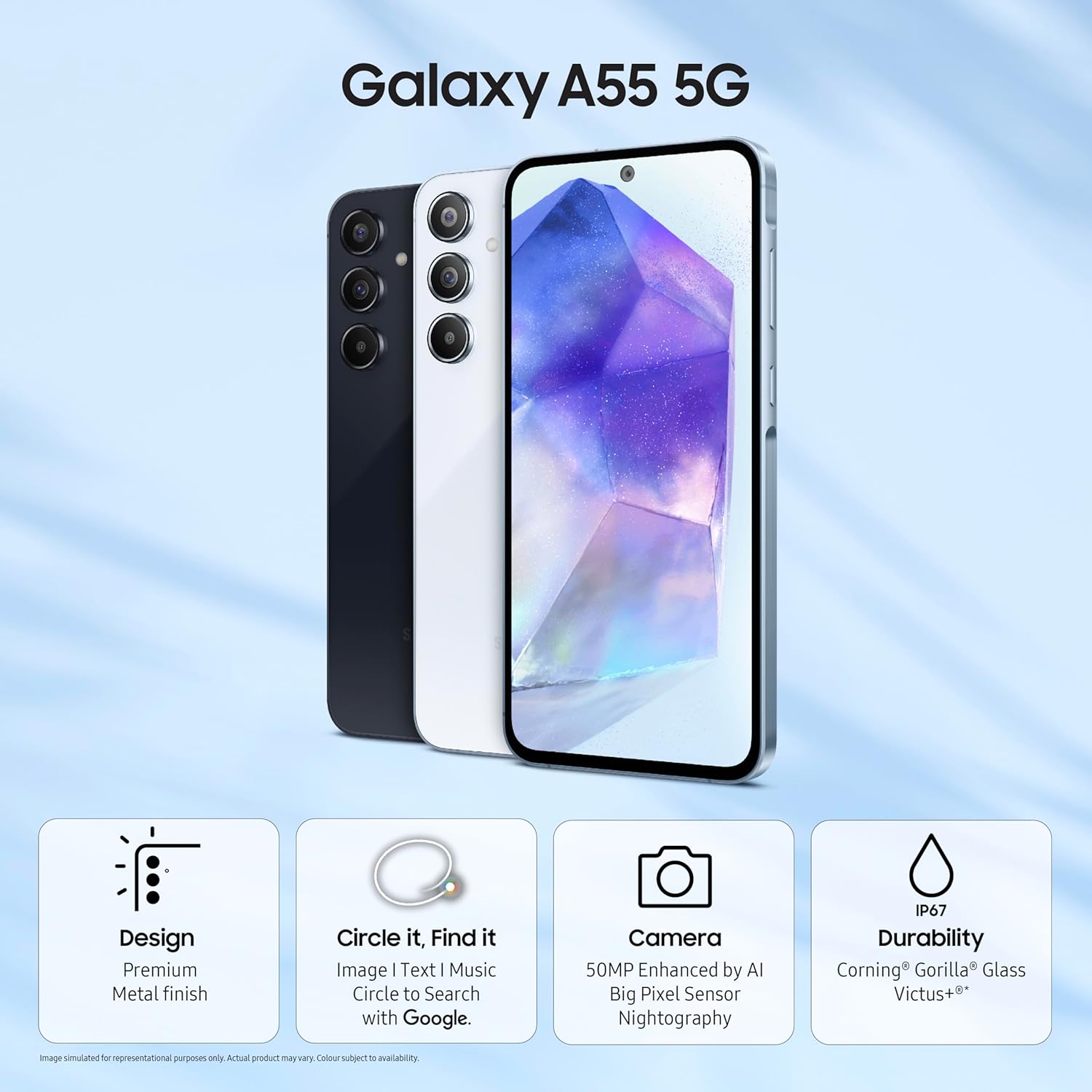 Samsung Galaxy A55 5G (Awesome Navy, 8GB RAM, 128GB Storage) | AI | Metal Frame | 50 MP Main Camera (OIS) | Super HDR Video| Nightography | IP67 | Corning Gorilla Glass Victus+ | sAMOLED Display - Image 5