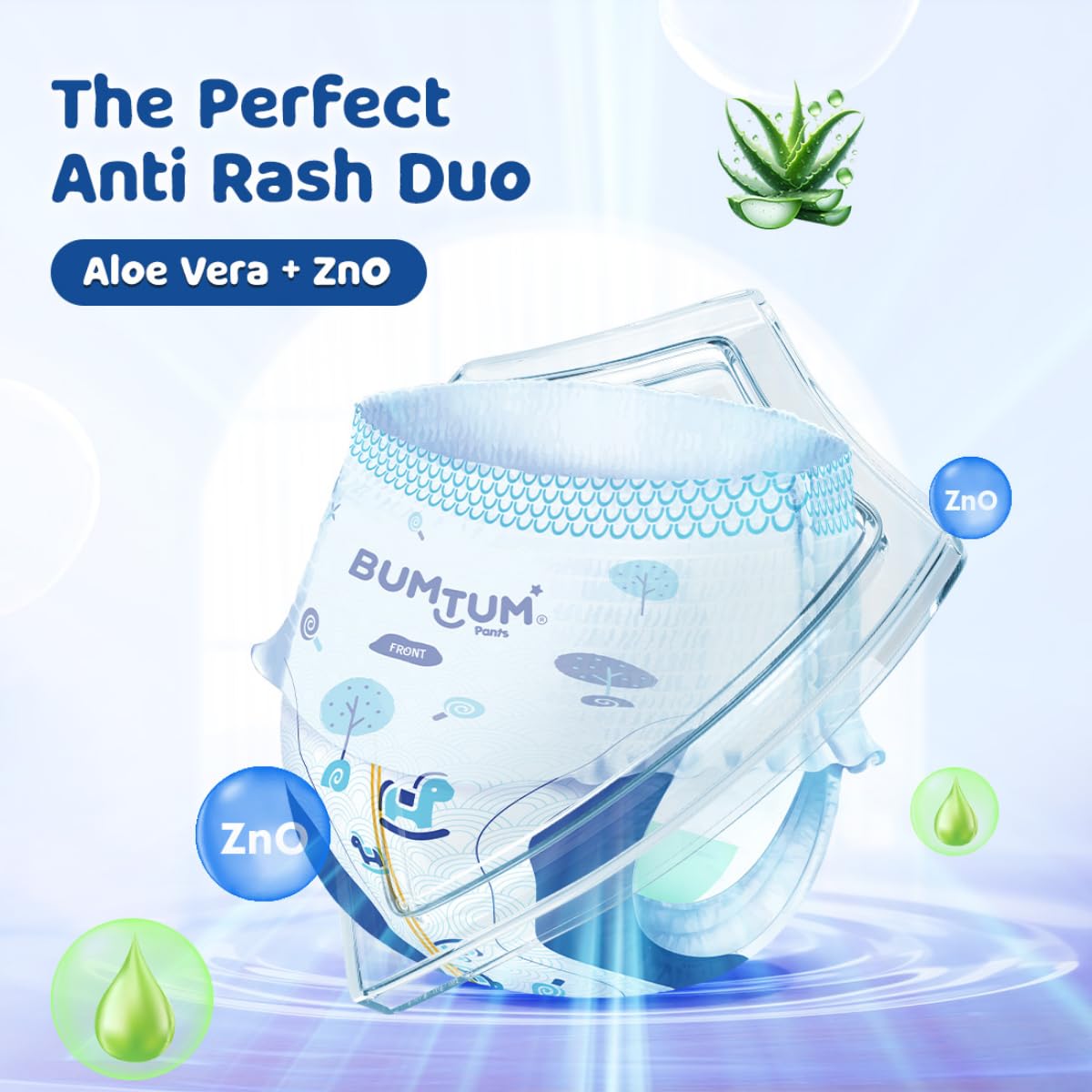 Bumtum Baby Diaper Pants, Large Size, 62 Count, Double Layer Leakage Protection Infused With Aloe Vera, Cottony Soft High Absorb Technology (Pack of 1) - Image 3