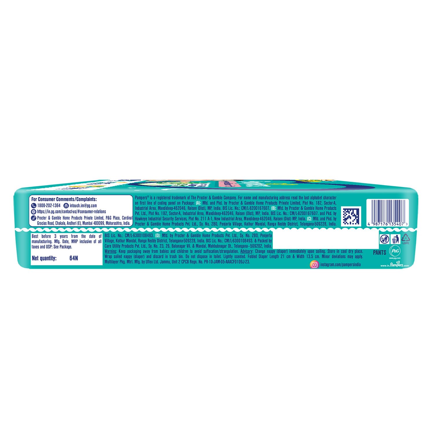 Pampers Complete Skin Comfort Pants, Anti-rash blanket, Lotion with Vitamin E & Aloe Vera, Large (L), 64 Count, 9-14kg - Image 9