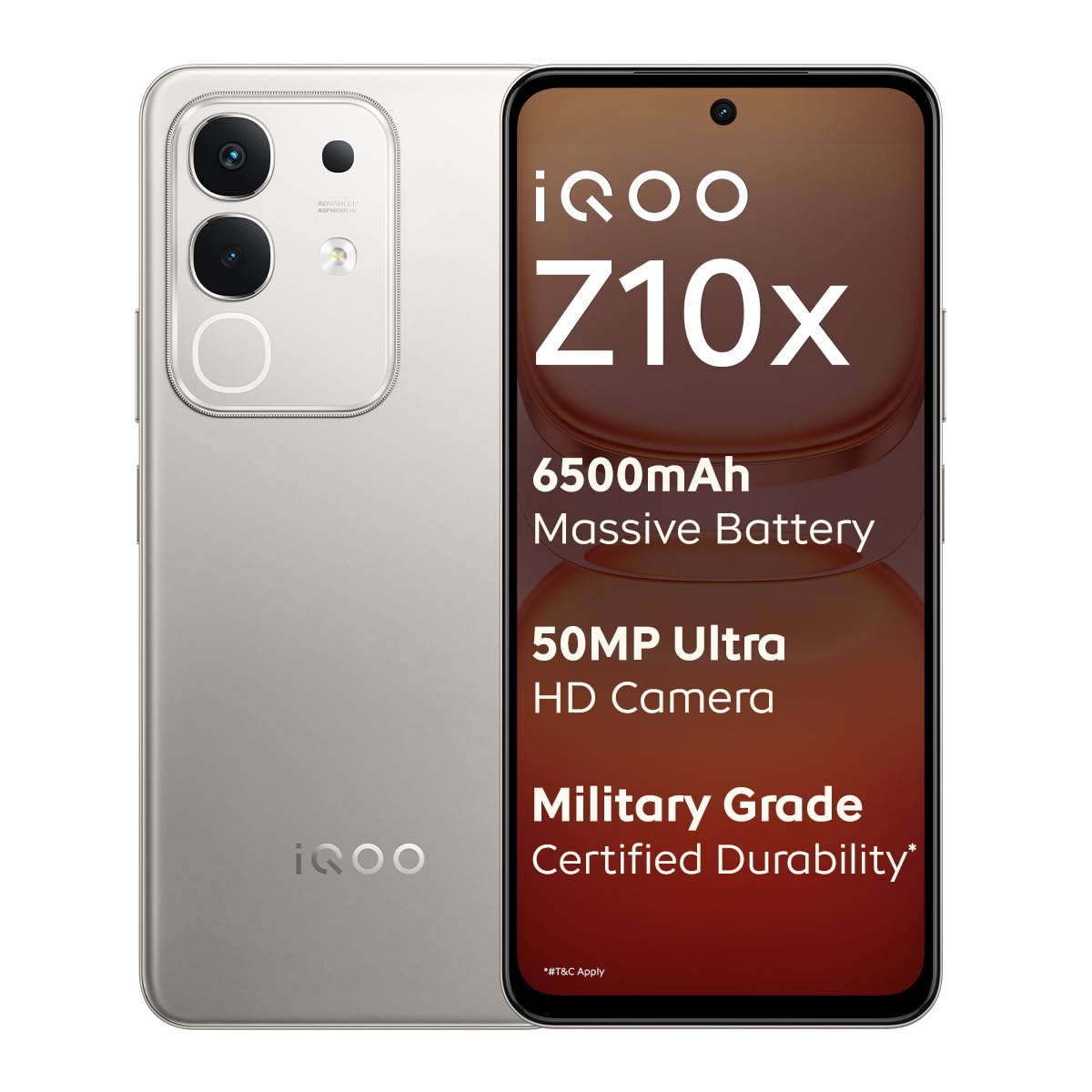 iQOO Z10x 5G (Titanium, 8GB RAM, 256GB Storage) | 6500 mAh Large Capacity Battery | Dimensity 7300 Processor | Military-Grade Durability - Image 2