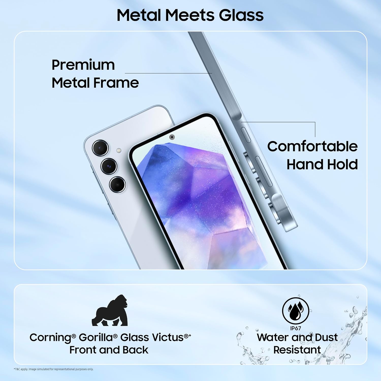 Samsung Galaxy A55 5G (Awesome Navy, 8GB RAM, 256GB Storage) | AI | Metal Frame | 50 MP Main Camera (OIS) | Super HDR Video| Nightography | IP67 | Corning Gorilla Glass Victus+ | sAMOLED Display - Image 6