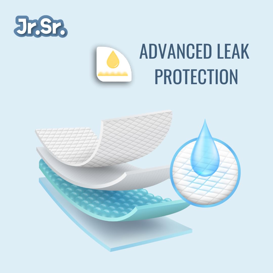 Jr. Sr. Baby Diaper Pants | Medium (M) Size (7-12 kg), 144 Count | Pack of 2 | Upto 12 hr Absorption with Advanced Leak Protection | Safe For Babies Skin | Soft, Secure & Comfy - Image 6