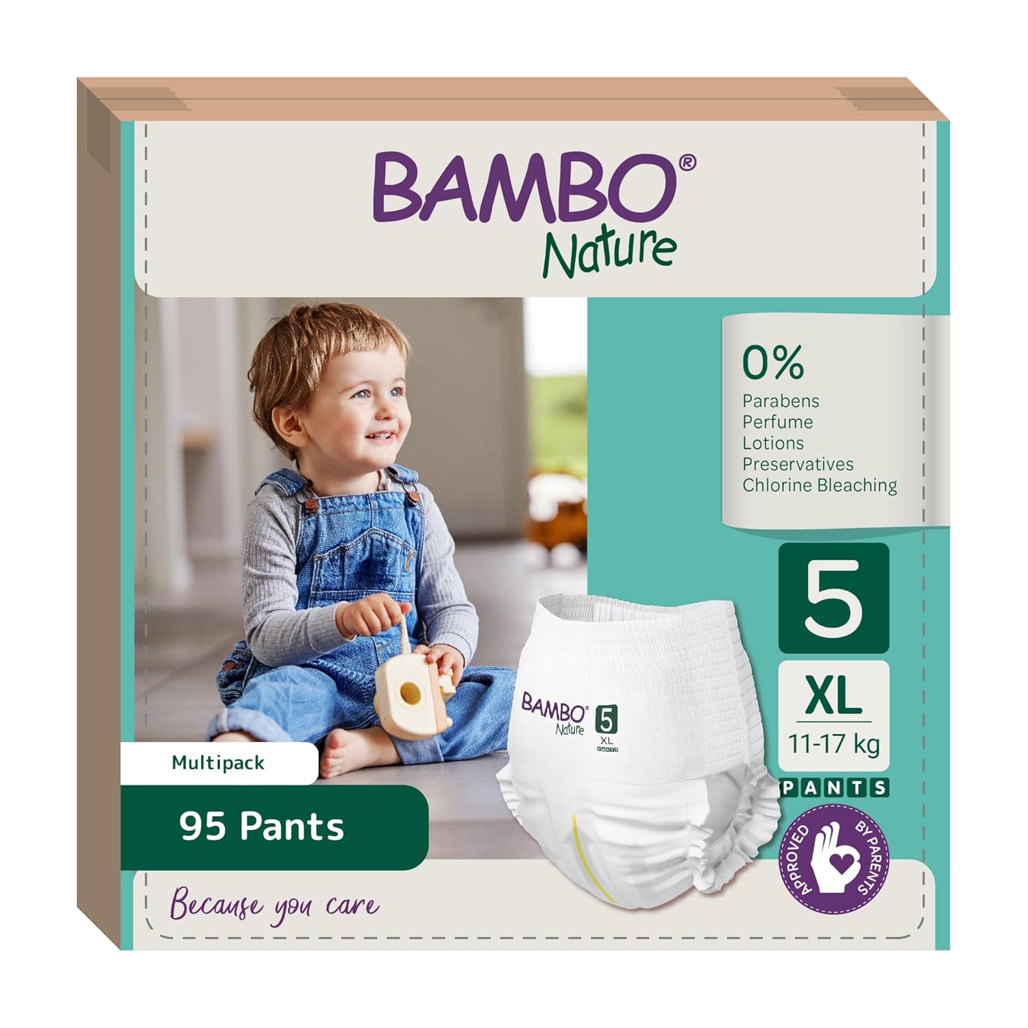 Bambo Nature Premium Baby Pants Diapers for Kids XL Size (11-17 Kgs), Super Absorbent, Breathable, Extra Soft, Dermatologically Tested, Hypoallergenic Infant Nappies With Wetness Indicator, 95 Count - Image 2