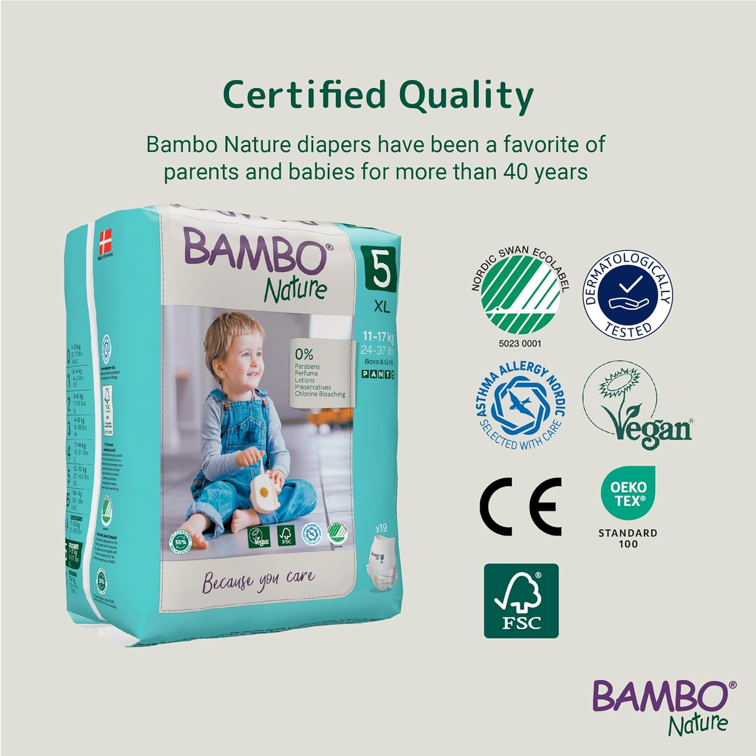 Bambo Nature Premium Baby Pants Diapers for Kids XL Size (11-17 Kgs), Super Absorbent, Breathable, Extra Soft, Dermatologically Tested, Hypoallergenic Infant Nappies With Wetness Indicator, 95 Count - Image 5