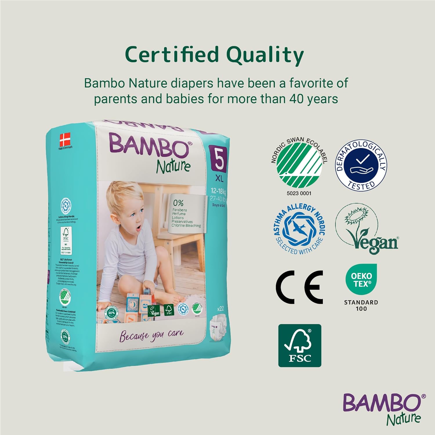 Bambo Nature Premium Baby Tape Diapers for Baby XL Size (12-18 Kgs), Super Absorbent, Breathable, Extra Soft, Dermatologically Tested, Hypoallergenic Infant Nappies With Wetness Indicator, 22 Count - Image 5