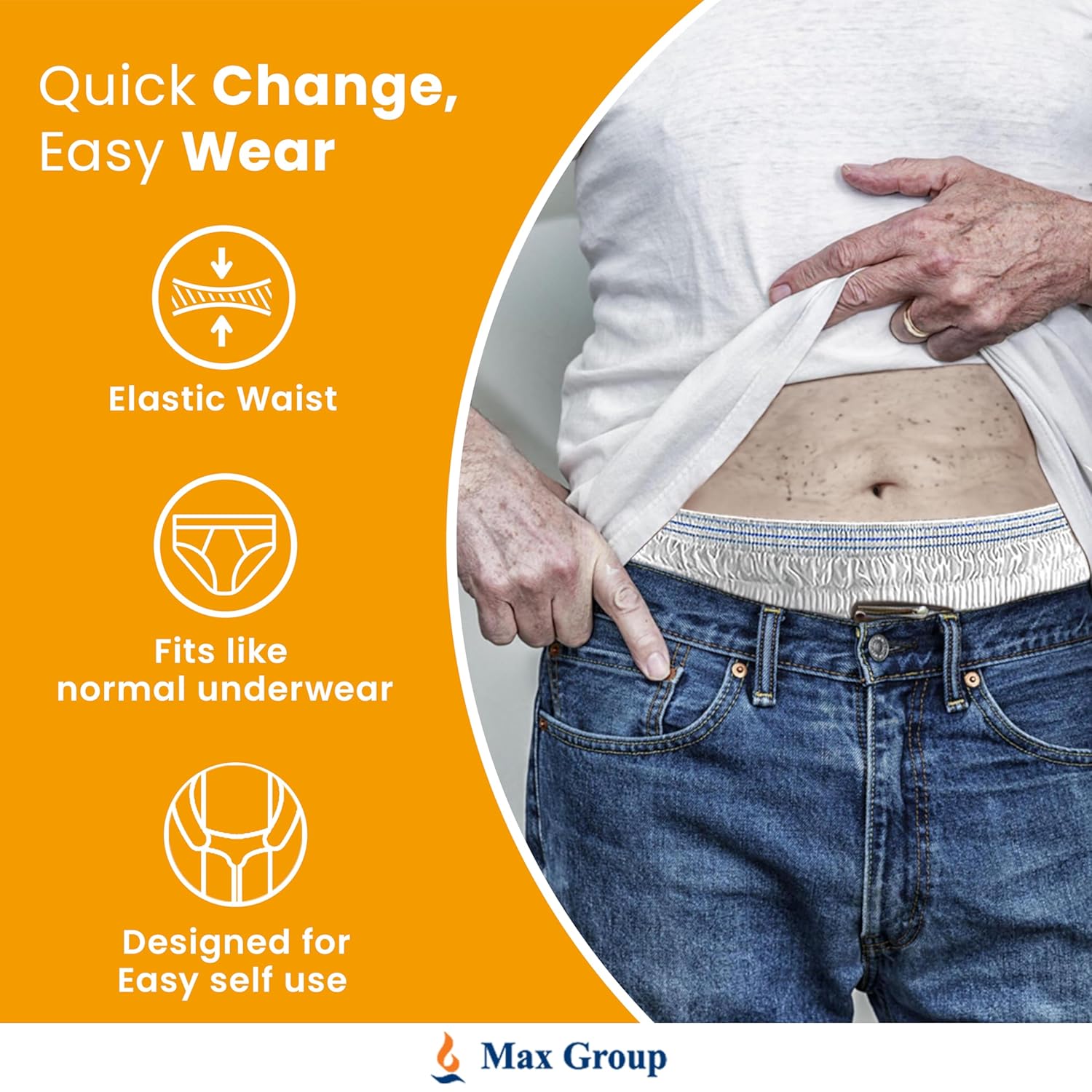 AGEasy (Max Group) Unisex Adult Diaper Pants with Wetness Indicator | Odour Lock & Anti-Bacterial | Skin Friendly Pant Style Diapers for Easier Wearing & Removal | Pack of 1 (10 Count) (M) - Image 6