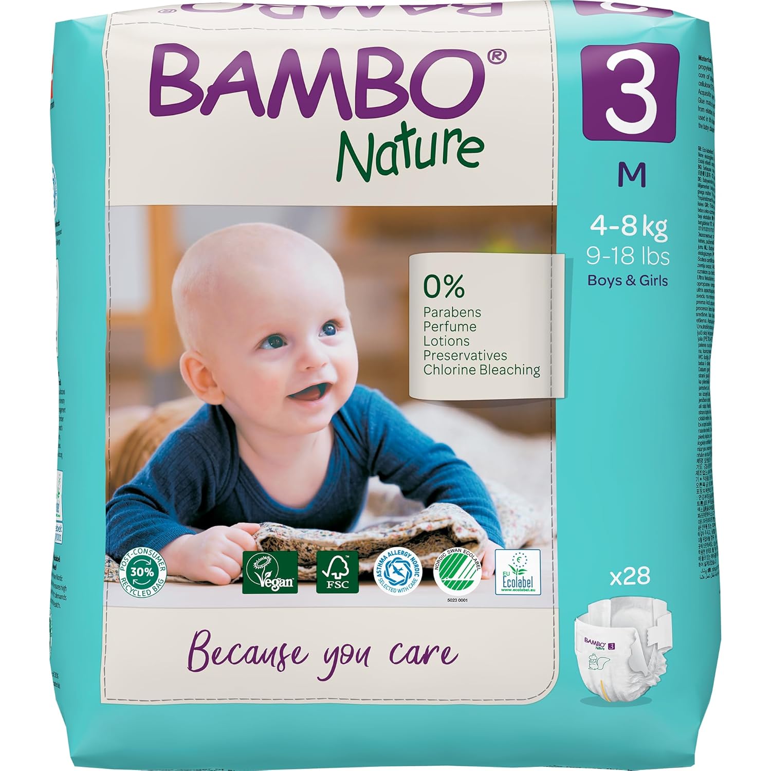 Bambo Nature Premium Baby Tape Diapers for Baby Medium Size (4-8 Kgs) - Super Absorbent, Breathable, Extra Soft, Dermatologically Tested, Hypoallergenic Infant Nappies With Wetness Indicator, 28 Count - Image 2