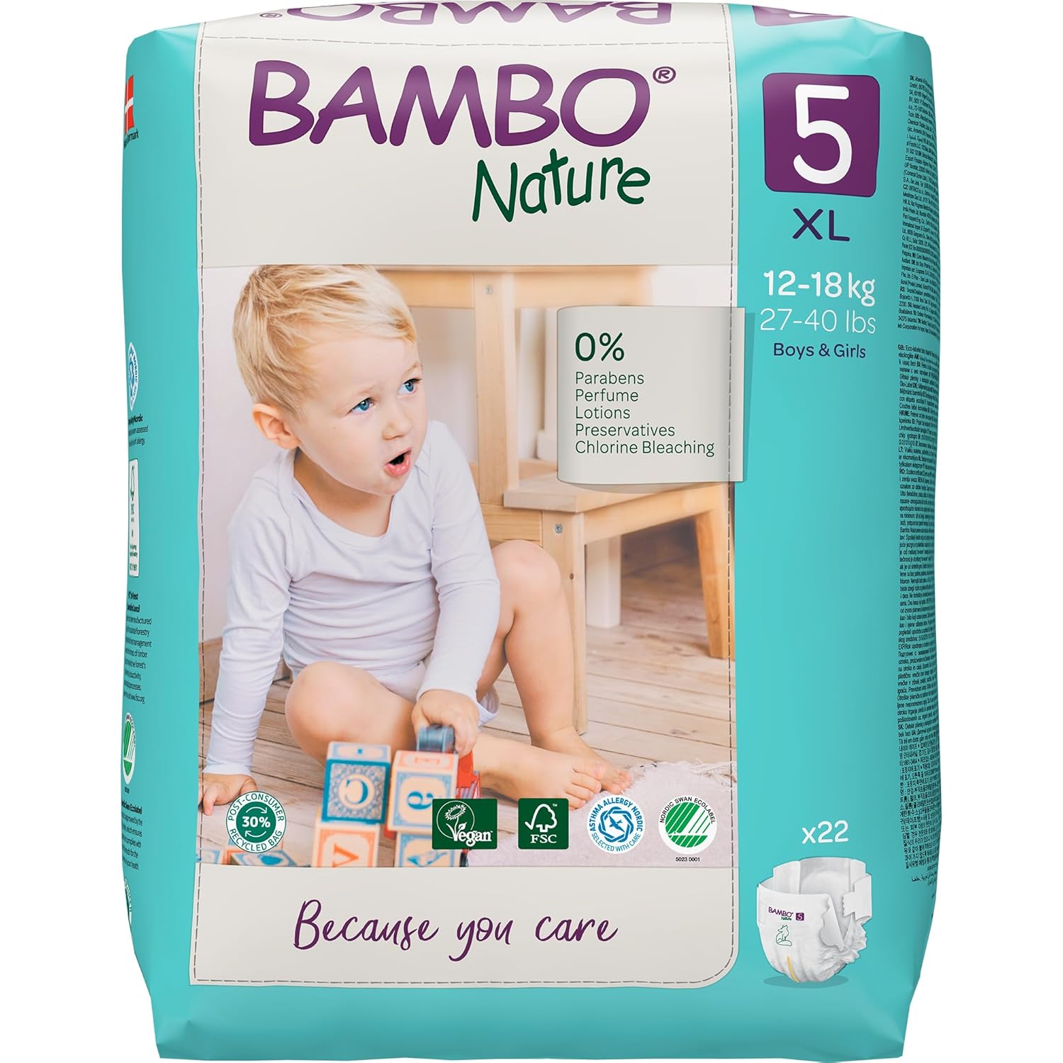 Bambo Nature Premium Baby Tape Diapers for Baby XL Size (12-18 Kgs), Super Absorbent, Breathable, Extra Soft, Dermatologically Tested, Hypoallergenic Infant Nappies With Wetness Indicator, 22 Count - Image 2