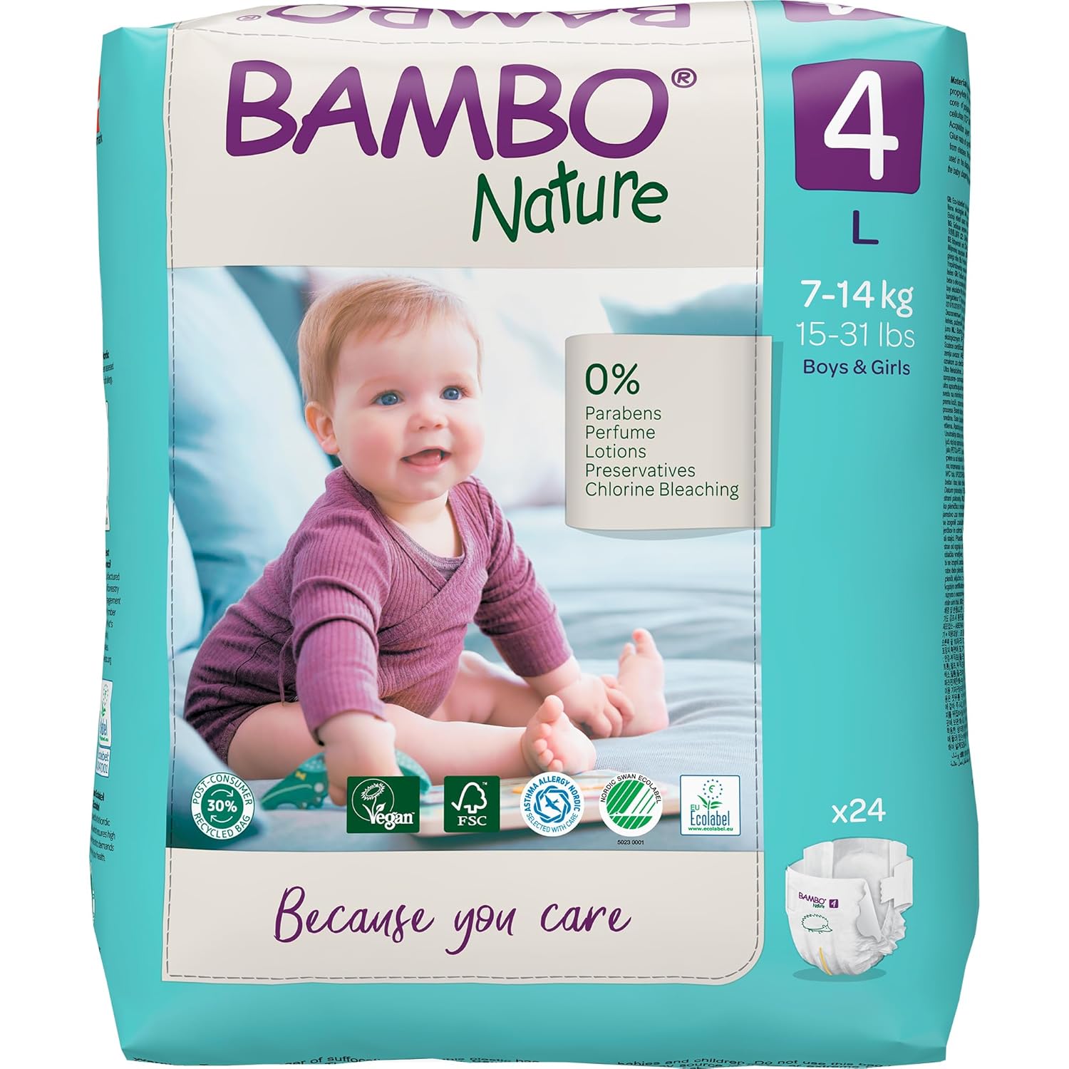 Bambo Nature Premium Baby Tape Diapers for Baby Large Size (7-14 Kgs), Super Absorbent, Breathable, Extra Soft, Dermatologically Tested, Hypoallergenic Toddler Nappies With Wetness Indicator, 24 Count - Image 2