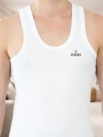 Lux Cozi Men's White Round Neck Sleeveless Cotton Vest (Pack of 3) - Image 6