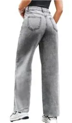 Rajeev Enterprises Wide Leg Denim Pants High Rise Fit Casual Comfortable Everyday Jeans for Girls Women - Image 4
