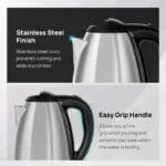 Wipro Vesta 1.8 Litre SS Kettle with Keep warm Function | Auto cut off | Dry Boil Protection & Over Heat Protection | 2 Years Warranty (SS, 1500 Watt) - Image 3