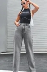 Rajeev Enterprises Wide Leg Denim Pants High Rise Fit Casual Comfortable Everyday Jeans for Girls Women - Image 2