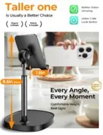 LISEN Cell Phone Stand, Angle Height Adjustable Phone Stand for Desk, Thick Case Friendly Phone Holder Stand, Taller iPhone Stand Compatible with All Mobile Phones,iPhone,Switch,iPad,Tablet(4-10in) - Image 3