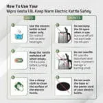 Wipro Vesta 1.8 Litre SS Kettle with Keep warm Function | Auto cut off | Dry Boil Protection & Over Heat Protection | 2 Years Warranty (SS, 1500 Watt) - Image 6