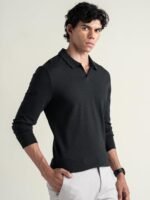 DAMENSCH Statement Popcorn Johnny Collar Full Sleeve Polo with Premium Cotton Blend, Popcorn Texture, Colours by High-IQ Dyes Heavy Weight Fabric T-Shirt for Men - Image 4