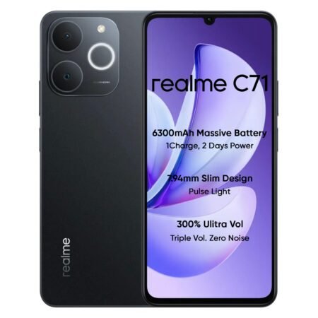 realme C71 4G Smartphone 6GB+128GB Black | 6300mAh Battery, 6.745 inch Screen, 90Hz Eye Comfort Display, 37MP Cameras, Unisoc T7250 Chip, IP54