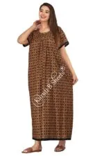 Kuruti B Sheets Nighty for Women Cotton Combo (Pack of 2) Nighty Gown Round Neck Short Sleeves Jaipuri Maxi Gown Printed Free Size - Image 6