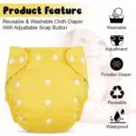 GLUN® Reusable Baby Cloth Diapers Combo, Pack of 2 Shiny Blue Colour Comfort & Protection, Leakproof & High Absorption - Image 4