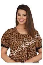 Kuruti B Sheets Nighty for Women Cotton Combo (Pack of 2) Nighty Gown Round Neck Short Sleeves Jaipuri Maxi Gown Printed Free Size - Image 3