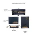 AICA Personalized Name & Charm Leather Wallet Mens Combo Giftset (Navy Blue) | Customized Birthday Anniversary Wedding Engagement Gifts for Brother Husband Father Boyfriend Boy Friend | Gifts Hamper - Image 2
