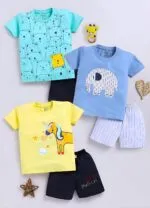 Toonyport Boys Summer 3 Packs Of T-shirts and Shorts Combo Set (Multicolors) - Image 3