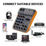 HAYDEN HY-A4 4-Channel Mixer – Professional Audio Mixing Console with Bluetooth, USB Sound Card, 48V Phantom Power, MP3, Phone Live Out, Recording, Podcast, Karaoke, DJ, Streaming & Live Performance - Image 5