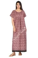 Kuruti B Sheets Nighty for Women Cotton Combo (Pack of 2) Nighty Gown Round Neck Short Sleeves Jaipuri Maxi Gown Printed Free Size - Image 5
