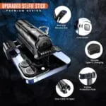 WeCool 4 in 1 Mini Selfie Stick for Mobile, Tripod Stand with One-Click Auto OpenLegs, Premium Aluminum Build 5Section Telescopic Pole, 360°Rotation,Rechargeable Remote, Pocket-size for Travel,Vloging - Image 3