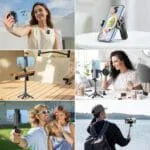 WeCool 4 in 1 Mini Selfie Stick for Mobile, Tripod Stand with One-Click Auto OpenLegs, Premium Aluminum Build 5Section Telescopic Pole, 360°Rotation,Rechargeable Remote, Pocket-size for Travel,Vloging - Image 9
