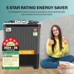VW 7.5 kg 5 Star Aqua Spin Semi Automatic Top Load Washing Machine AquaSpin0075P (Black) - Image 8