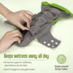 LuvLap Reusable Baby Cloth Diaper, Double Leak Guard, High Absorption, Quick dry, Stain-Proof Comfort & Protection, 3m+, adjustable waist & height with snap buttons, Absorbent insert, blue panda - Image 6