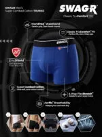 SWAGR 5 Pack Men's Super Combed Cotton Underwear Trunks | Classic TruComfort Fit | Powered by ZincShield Anti-Bacterial Tech | Aerflo Breathability | 4-Way FlexStretch | SOXCO Style SG05 - Image 5