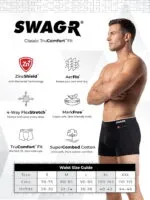 SWAGR 5 Pack Men's Super Combed Cotton Underwear Trunks | Classic TruComfort Fit | Powered by ZincShield Anti-Bacterial Tech | Aerflo Breathability | 4-Way FlexStretch | SOXCO Style SG05 - Image 3