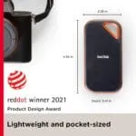 SANDISK Extreme Pro 1TB Portable External SSD, Up to 2000MB/s, USB-C, IP65 Water & Dust Resistant, 3m Drop Protection, Metal Enclosure, PC, Mac & Smartphone Compatible - Image 2