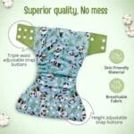 LuvLap Reusable Baby Cloth Diaper, Double Leak Guard, High Absorption, Quick dry, Stain-Proof Comfort & Protection, 3m+, adjustable waist & height with snap buttons, Absorbent insert, blue panda - Image 5