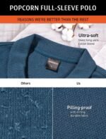 DAMENSCH Statement Popcorn Johnny Collar Full Sleeve Polo with Premium Cotton Blend, Popcorn Texture, Colours by High-IQ Dyes Heavy Weight Fabric T-Shirt for Men - Image 2