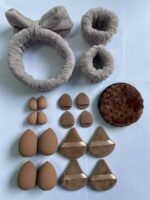 Multi-Shape Makeup Sponge Set | 20 Piece Beauty Puff Collection with Headband and Clean Sponge | Pink, Purple, Beige & Bright Sets | Face Blender Kit for Cream, Liquid & Powder | Aesthetic and Functional Makeup Tool (Brown, 20Pcs) - Image 2