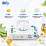 Jr. Sr. Baby Wipes With Lid | 72 Wipes x Pack of 6, 432 Wipes | Safe & Moist Wet Wipes for Babies | Prevents Rashes & Redness with Goodness of Aloe Vera, Vitamin E & Chamomile Oil | No Paraben & No Alcohol - Image 3