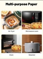 200 PCS Air Fryer Paper Sheets, Disposable Paper Liner for Microwave, Oil-Proof Air Fryer Parchment Paper for Frying, Baking, Cooking, Roasting and Microwave (Square 8 INCH) - Image 4