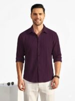 DEELMO Men's Casual Button Down Shirts Long Sleeve Linen Shirt Fashion Textured Beach Summer Shirt - Image 5
