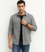 DEELMO Men’s Stylish Cotton Blend Casual Shirt || Full Sleeve Button-Down Shirt with Dual Flap Pockets || Comfortable Breathable Fabric || Perfect for Casual Office and Outing Wear - Image 3