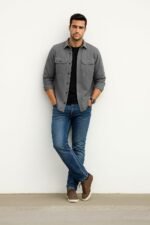 DEELMO Men’s Stylish Cotton Blend Casual Shirt || Full Sleeve Button-Down Shirt with Dual Flap Pockets || Comfortable Breathable Fabric || Perfect for Casual Office and Outing Wear - Image 4