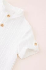 Baby Boy Outfit Set Mandarin Collar Shirt & Striped Pants Comfortable Summer Dress - Image 6