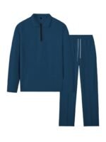 Jawdrobe Men’s Waffle-Check Co-Ord Set | Self-Textured Collar Top | Drawstring Jogger Pants | Cotton-Blend Loungewear/Night-Suit | Casual Travel & Streetwear Two-Piece - Image 2