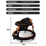 StarandDaisy Baby Walker for Babies, 6-18 Month Baby Boy & Girl, Adjustable Height Infant Learning Walker with 360° Wheels, Anti-Slip, Comfortable Padded Seat, Activity Tray, Foldable Toddler Walker (Orange-Black) - Image 9