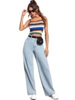KOTTY Women’s High Waist Denim Jeans | Straight, Relaxed & Wide Leg Fit | Light Blue, Dark Blue & Black | Casual Regular Length Fashion Wear - Image 5