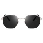 Dervin UV Protected Hexagonal Sunglasses for Men and Women (Silver-Black) - Image 2