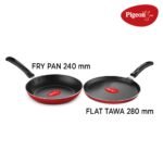 Pigeon Mio Non Induction Base Nonstick Aluminium Cookware Gift Set, Includes Nonstick Flat Tawa, Nonstick Fry Pan, Kitchen Tool Set, Nonstick Kadai with Glass Lid, 8 Pieces Kitchen Set (Red) - Image 6