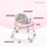 TOY POD Baby Walker for Boys & Girls (6-18 Months) – 360° Rotation, Adjustable Height, Anti-Rollover & Multi-Function Activity Walker for Toddlers (Pink) - Image 2